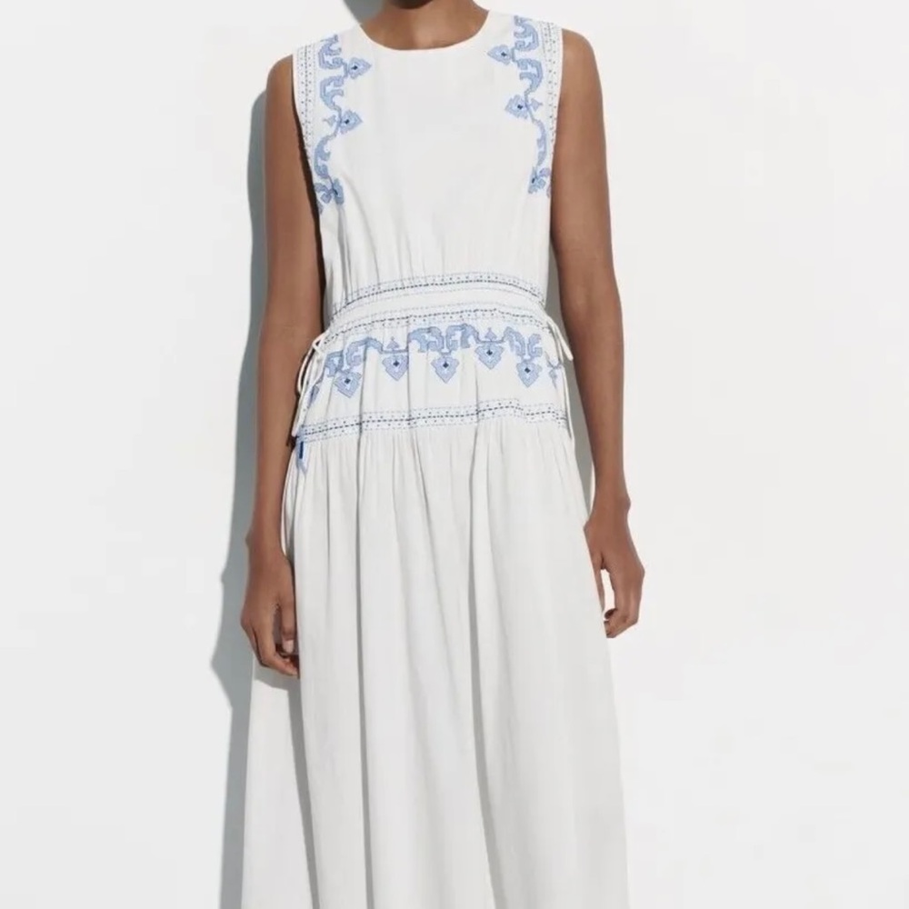 Zara beaded poplin maxi dress
